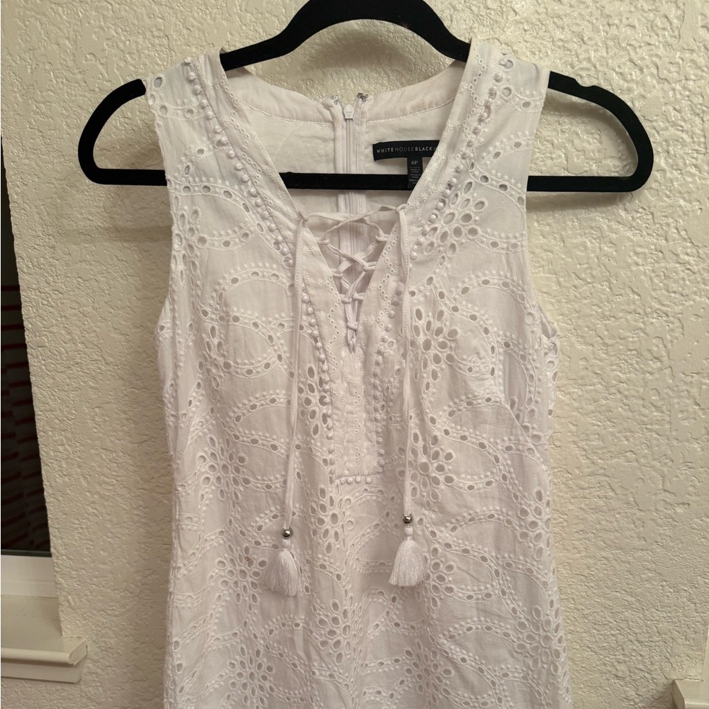 White House Black Market White Lace-Up Midi Dress